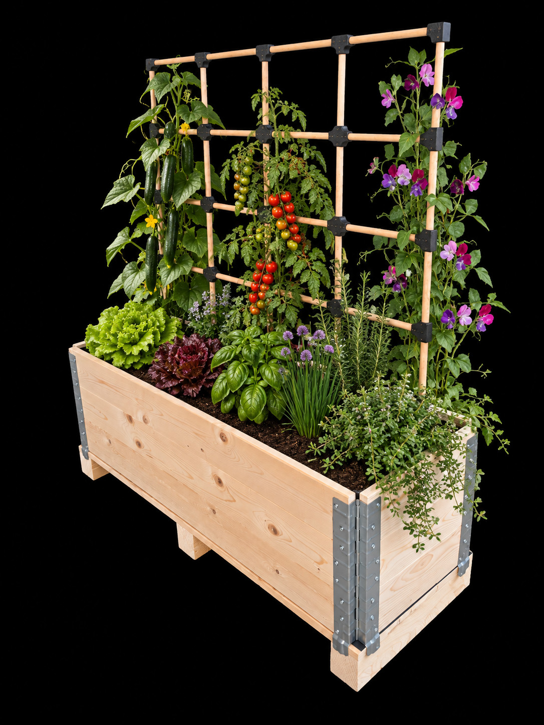 🌱 Hochbeet mit Rankgitter aus Schweizer Holz – (1200 x 400 x 510/1510 mm) – Bild 4